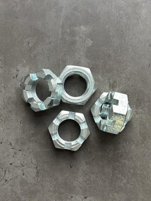 Гайка корончатая, прорезная низкая М27х1,5 ГОСТ 5919-73, покрытие цинк