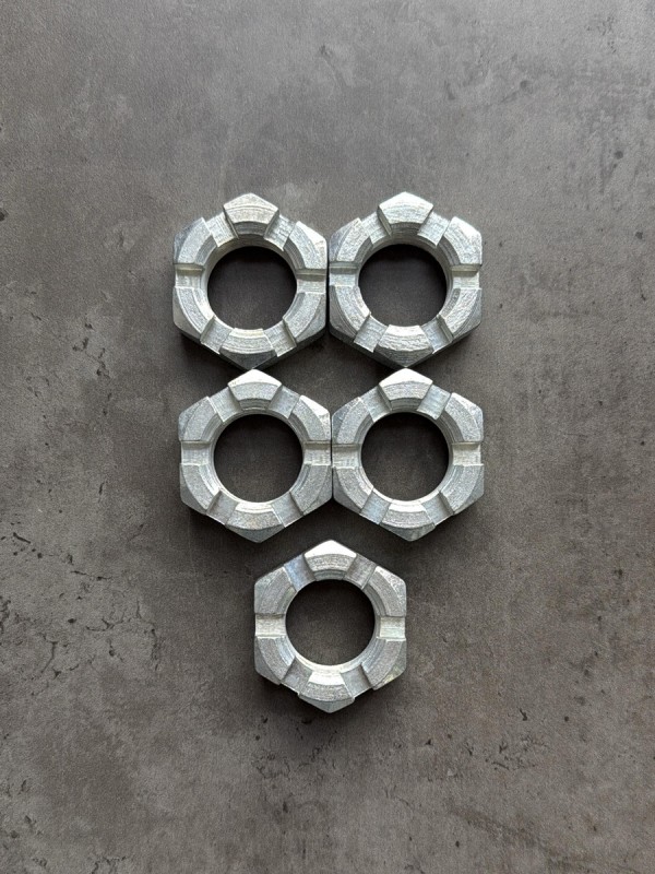 Гайка корончатая, прорезная низкая М30 ГОСТ 5919-73, класс прочности 8, покрытие цинк