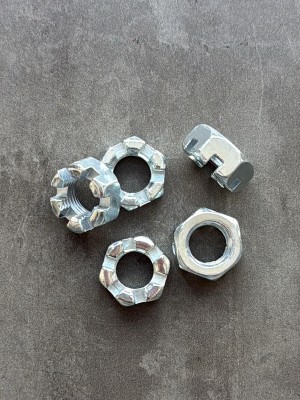 Гайка корончатая, прорезная низкая М14 ГОСТ 5919-73, класс прочности 10, покрытие цинк